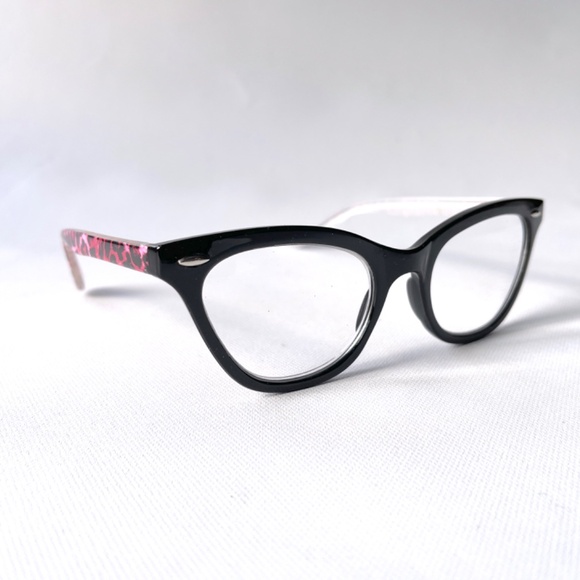 Vintage +2.25 Reading Glasses Pink Black Leopard Full Cat Eye - Picture 9 of 12